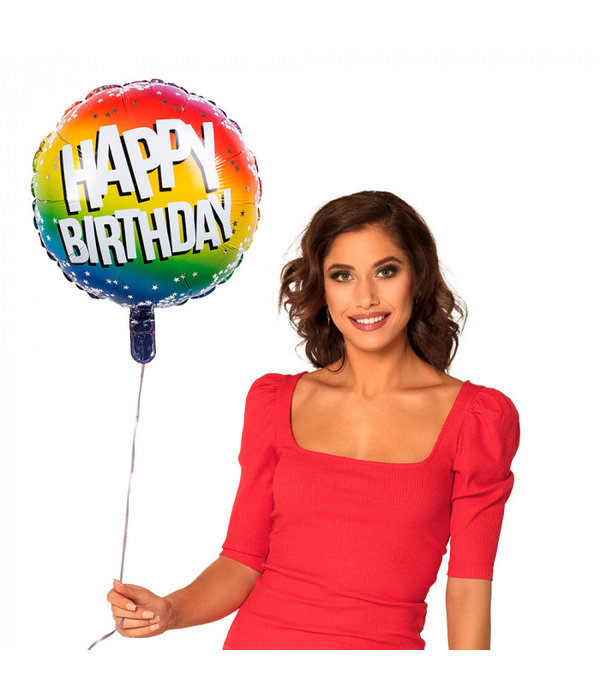 Folieballon Happy Birthday Sterretjes Rainbow (45cm)