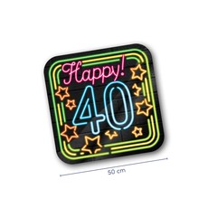 Huldeschild Happy 40 Neon