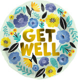 Folieballon 'Get Well' Bloemen (45cm)