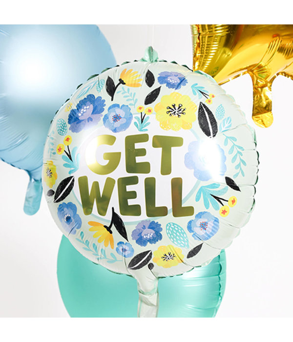 Folieballon 'Get Well' Bloemen (45cm)