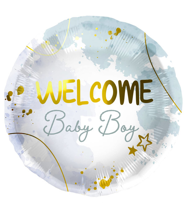 Folieballon 'Welcome Baby Boy' Blauw (45cm)