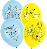 Pokemon ballonnen latex blauw geel (6st)