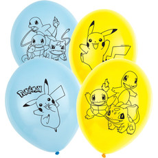 Pokemon ballonnen latex blauw geel (6st)