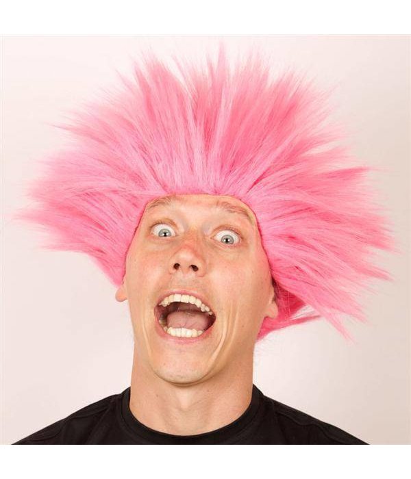 Pruik Electric shock roze