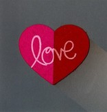 Valentijnskaart 'Love' Hartje Vilt Roze/Rood