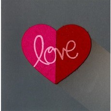 Valentijnskaart 'Love' Hartje Vilt Roze/Rood
