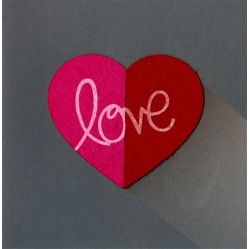 Valentijnskaart 'Love' Hartje Vilt Roze/Rood