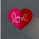 Valentijnskaart 'Love' Hartje Vilt Roze/Rood