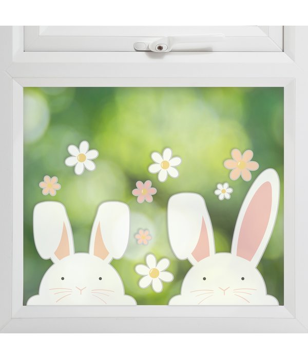 Raamstickers Paashaas Bloemen