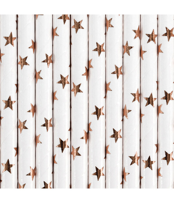 Papieren Rietjes Sterretjes Rosé Goud (10st)