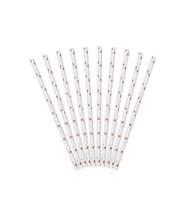 Papieren Rietjes Sterretjes Rosé Goud (10st)