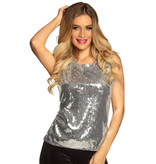 Pailletten Top Zilver Dames