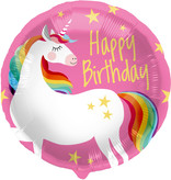 Folieballon 'Happy Birthday' Eenhoorn Roze (45cm)