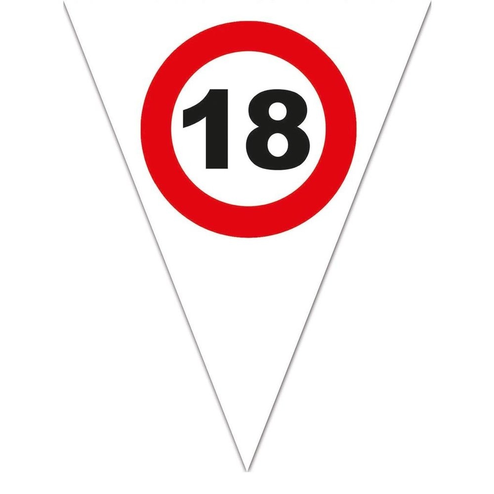 Vlaggenlijn Verkeersbord 18 Wit - 5 meter afbeelding