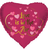 Folieballon Hart Roze 'Love Is In The Air' (45cm)