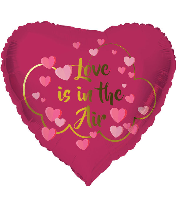 Folieballon Hart Roze 'Love Is In The Air' (45cm)