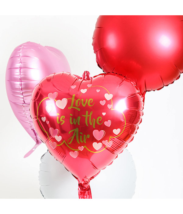 Folieballon Hart Roze 'Love Is In The Air' (45cm)