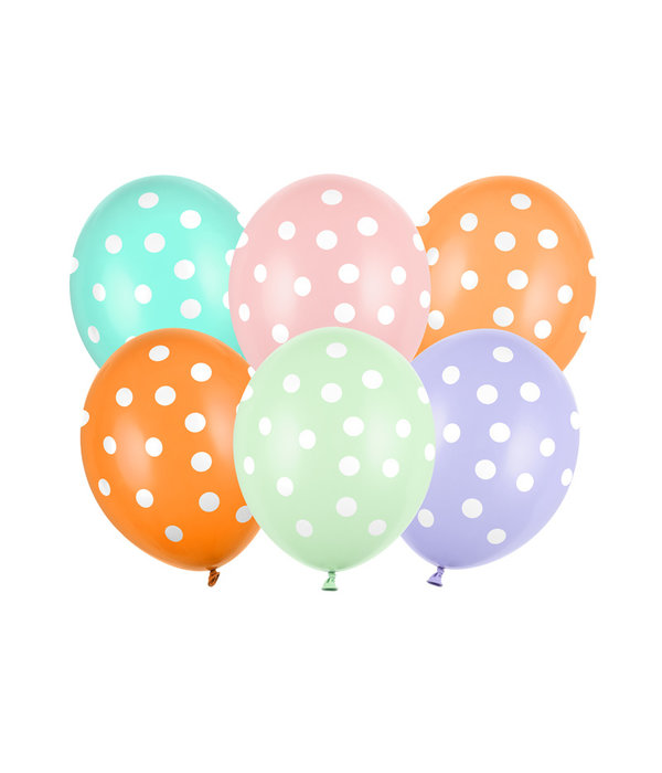 Ballonnen Met Stippen Multikleur Pastel (6st)