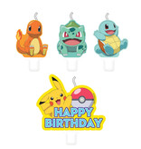 Taartkaarsjes Pokemon Happy Birthday (4st)
