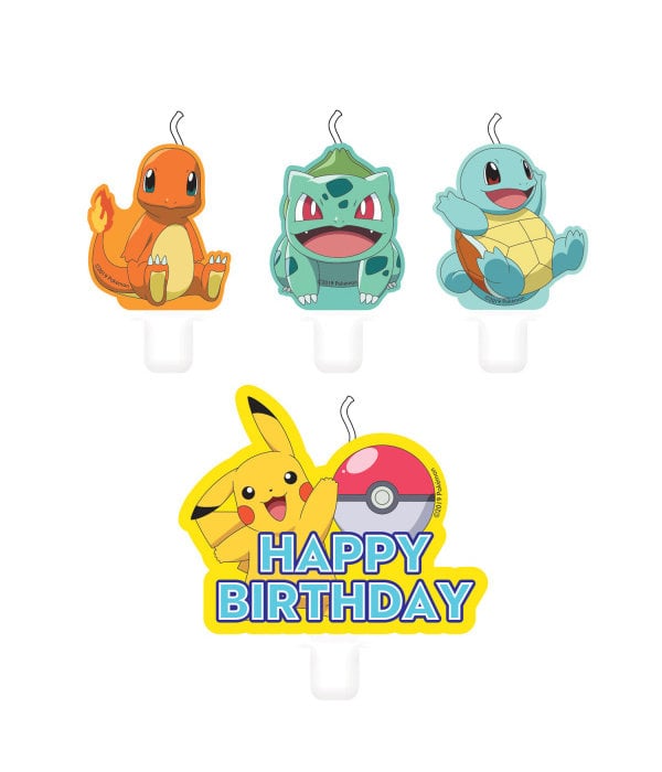 Taartkaarsjes Pokemon Happy Birthday (4st)