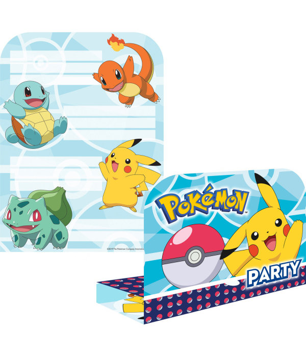 Pokemon Uitnodigingen & Enveloppen (8st)