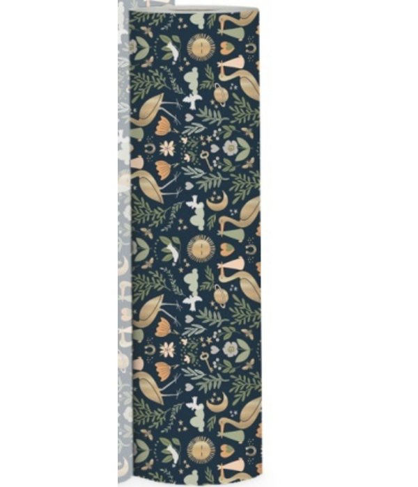 Cadeaupapier Geboorte Chique Donkerblauw/Goud