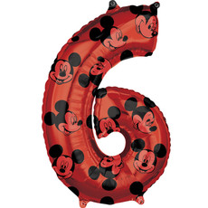 Folieballon Cijfer 6 Mickey Mouse Rood (66cm)
