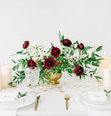 Vanille Creme Organza op Rol Gouden Bloemen (9m x 0.36m)