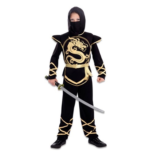 Ninja Fighter Kostuum Kind Zwart-Goud