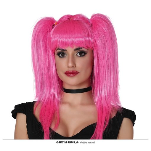 Pruik Met Staarten Pink