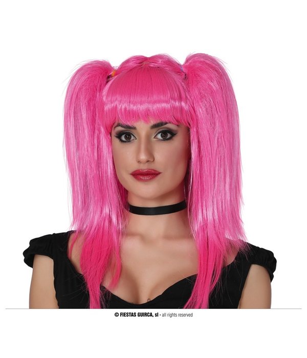 Pruik Met Staarten Pink