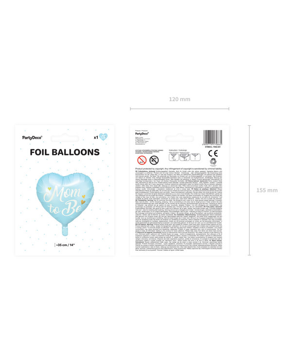 Folieballon 'Mom To Be' Blauw (35cm)