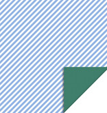 Cadeaupapier Dubbelzijdig Blauw Gestreept/Groen