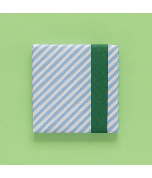 Cadeaupapier Dubbelzijdig Blauw Gestreept/Groen