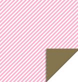 Cadeaupapier Dubbelzijdig Roze Gestreept/Goud