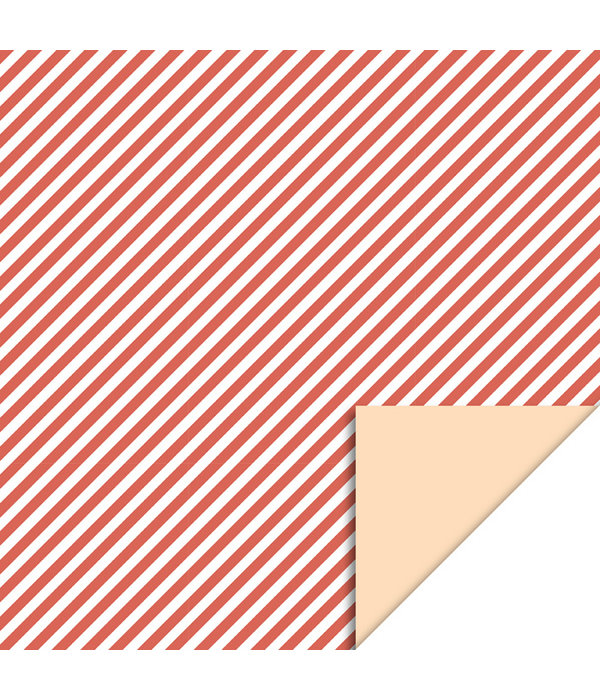 Cadeaupapier Dubbelzijdig Rood Gestreept/Pastel Oranje