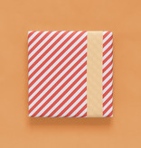 Cadeaupapier Dubbelzijdig Rood Gestreept/Pastel Oranje