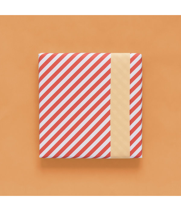 Cadeaupapier Dubbelzijdig Rood Gestreept/Pastel Oranje