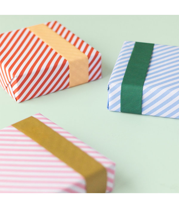 Cadeaupapier Dubbelzijdig Rood Gestreept/Pastel Oranje