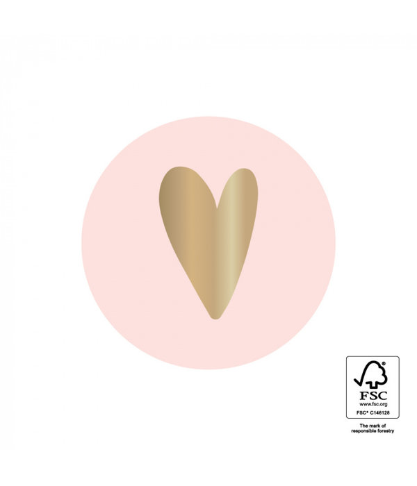 Cadeausticker Hartje Pastel Roze/Goud