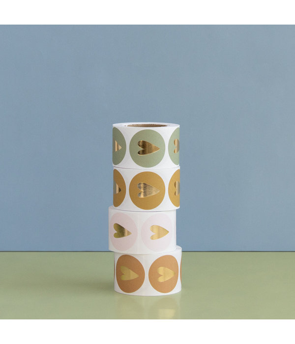 Cadeausticker Hartje Pastel Roze/Goud