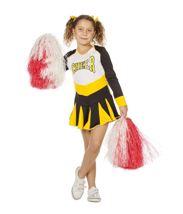 Cheerleader jurkje kind zwart/wit/geel