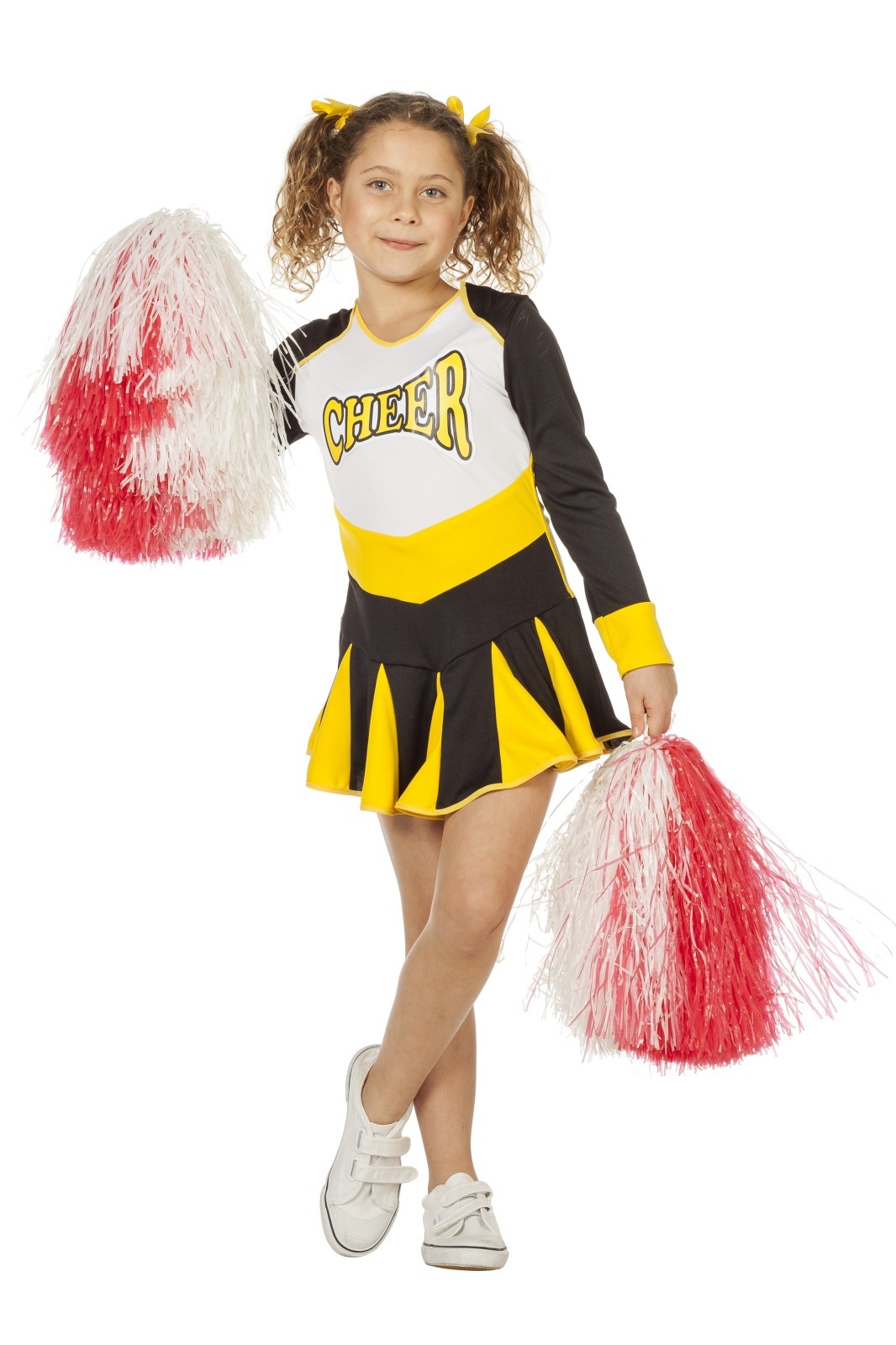 Cheerleader jurkje kind zwart/wit/geel