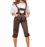 Lederhose lang bruin luxe