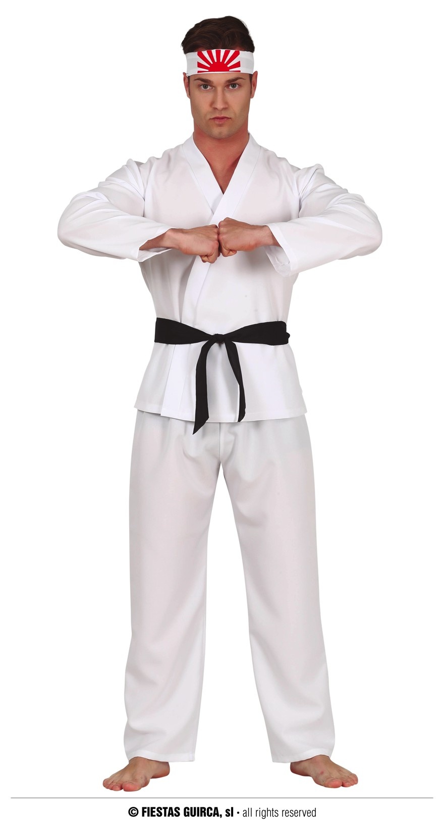Guirca - Karate Kostuum - Danielson Karate Kid - Man - wit / beige - Maat 52-54 - Carnavalskleding - Verkleedkleding