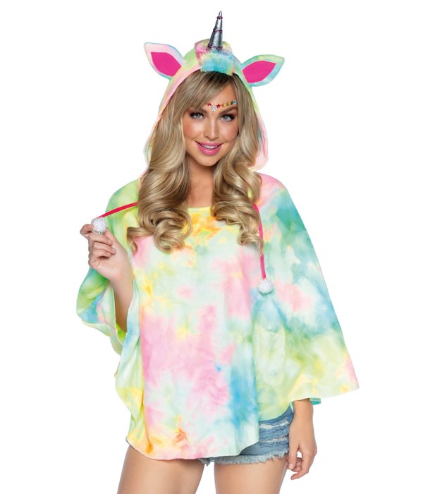 Unicorn Tie Dye Poncho Vrouw