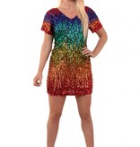 Jurk Pailletten Multi Gekleurd