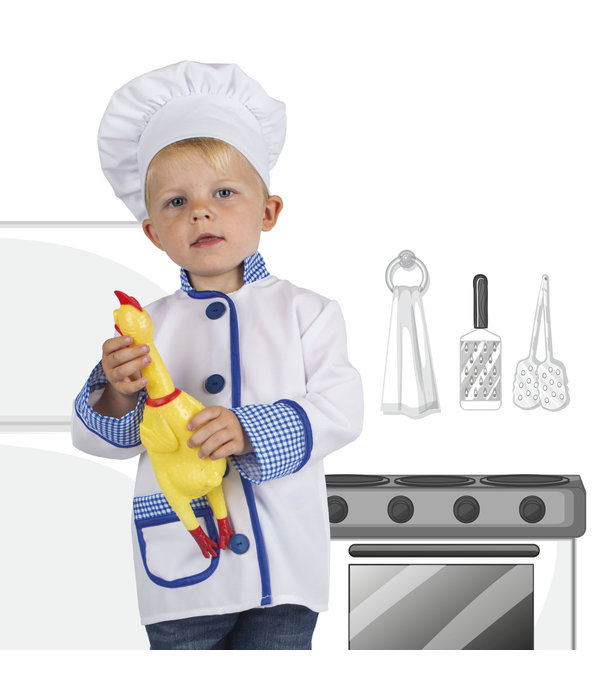 Kok Kostuum Jongen Wit/Blauw