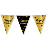 Classy Vlaggenlijn Happy Birthday Zwart/Goud (10m)