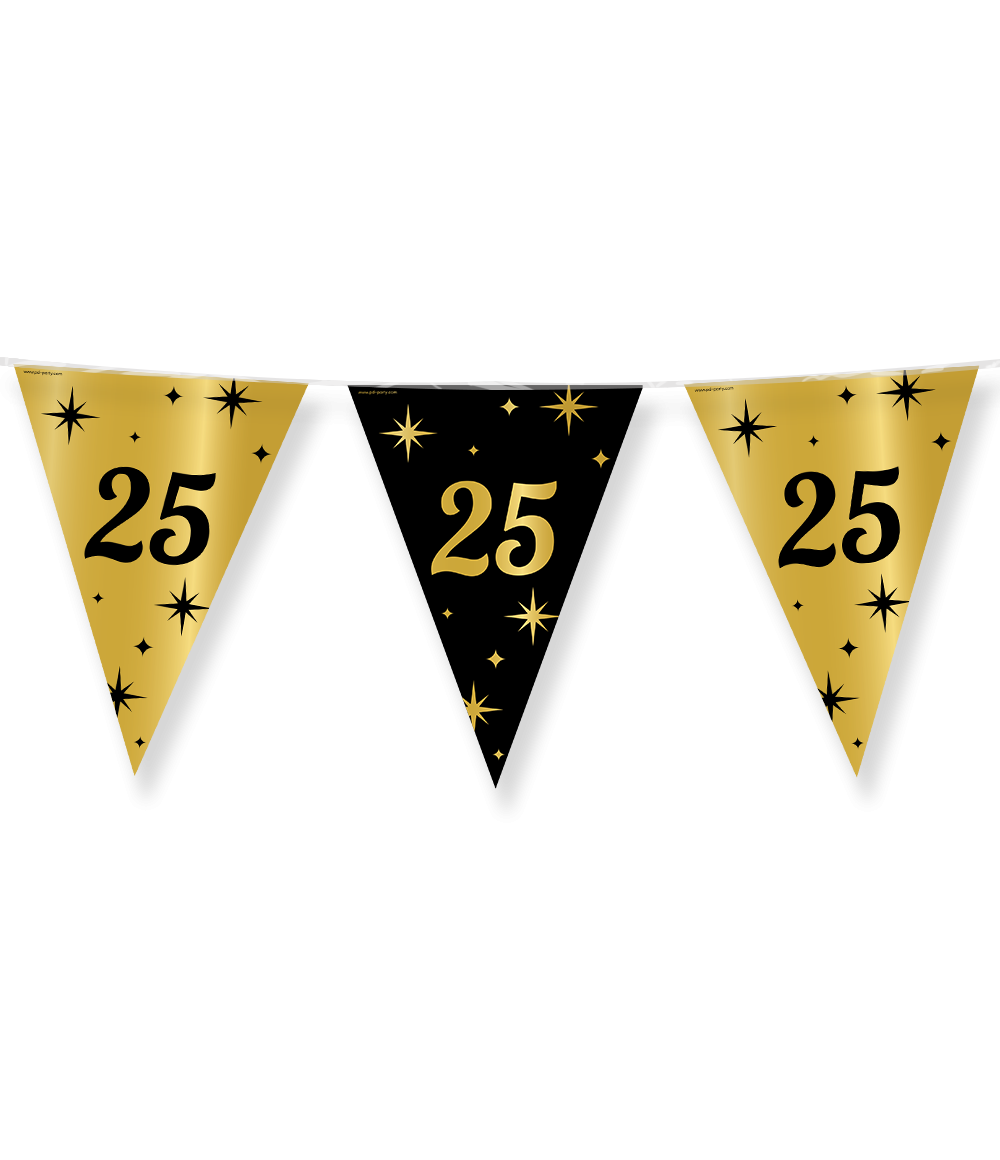 Classy Vlaggenlijn 25 Jaar Zwart/Goud (10m) afbeelding